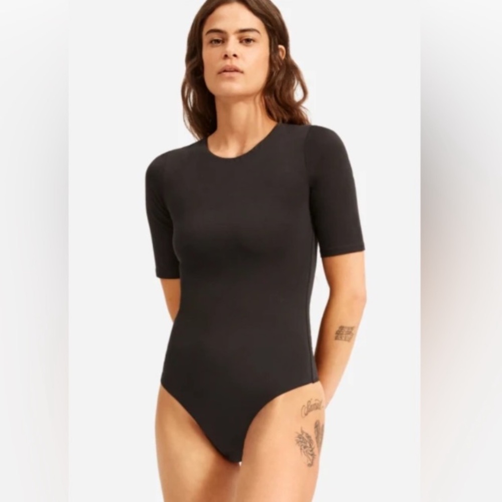 Everlane Bodysuit Crew Neck Short Sleeve
Thong Black M NWOT Supima Cotton